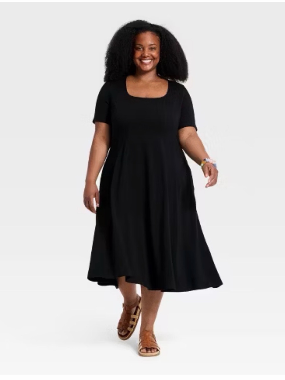 Ava & Viv Black Square-Neck Midi Dress